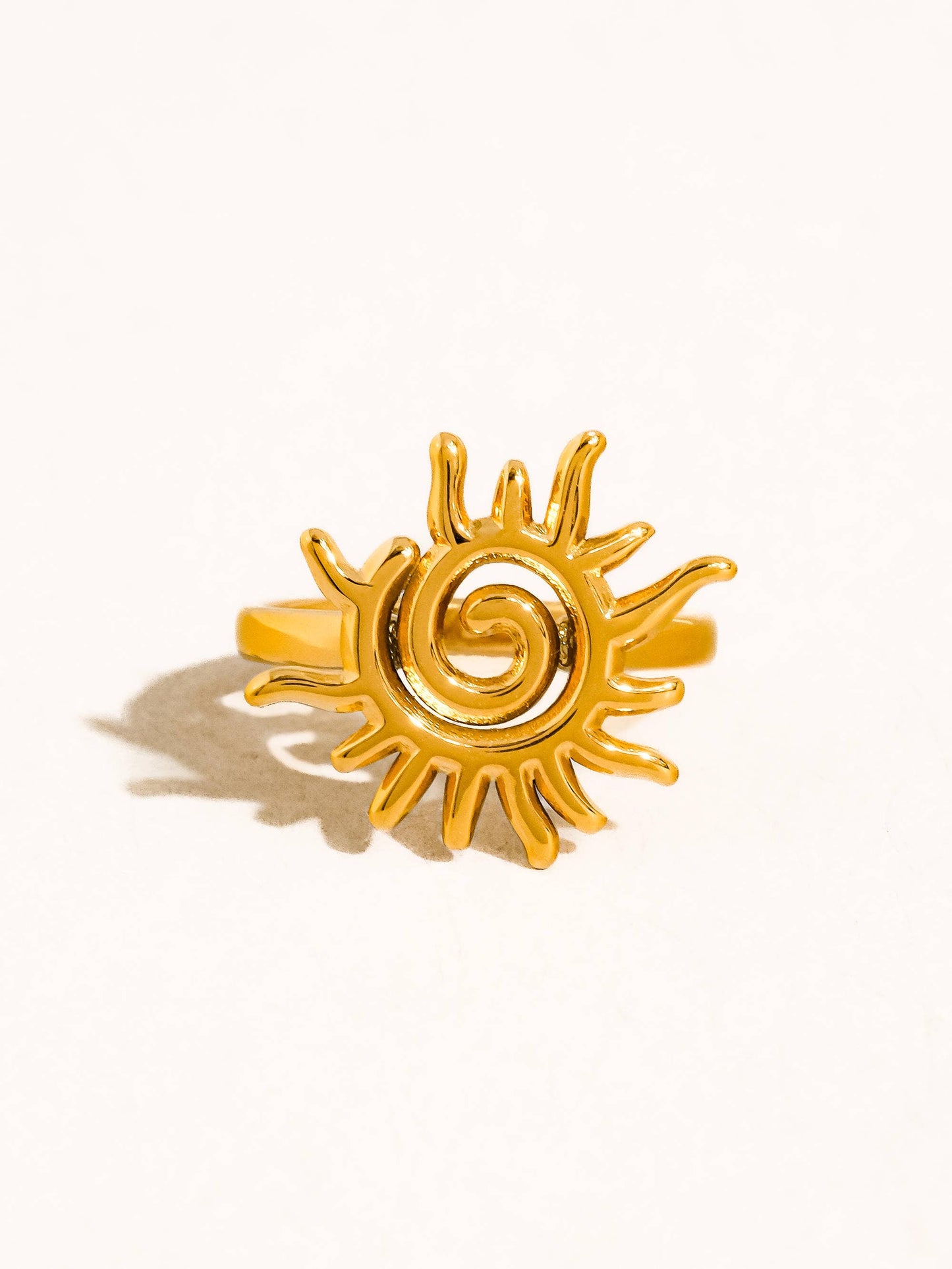 Starwyn 18K Gold Non-Tarnish Sun Spiral Statement Ring