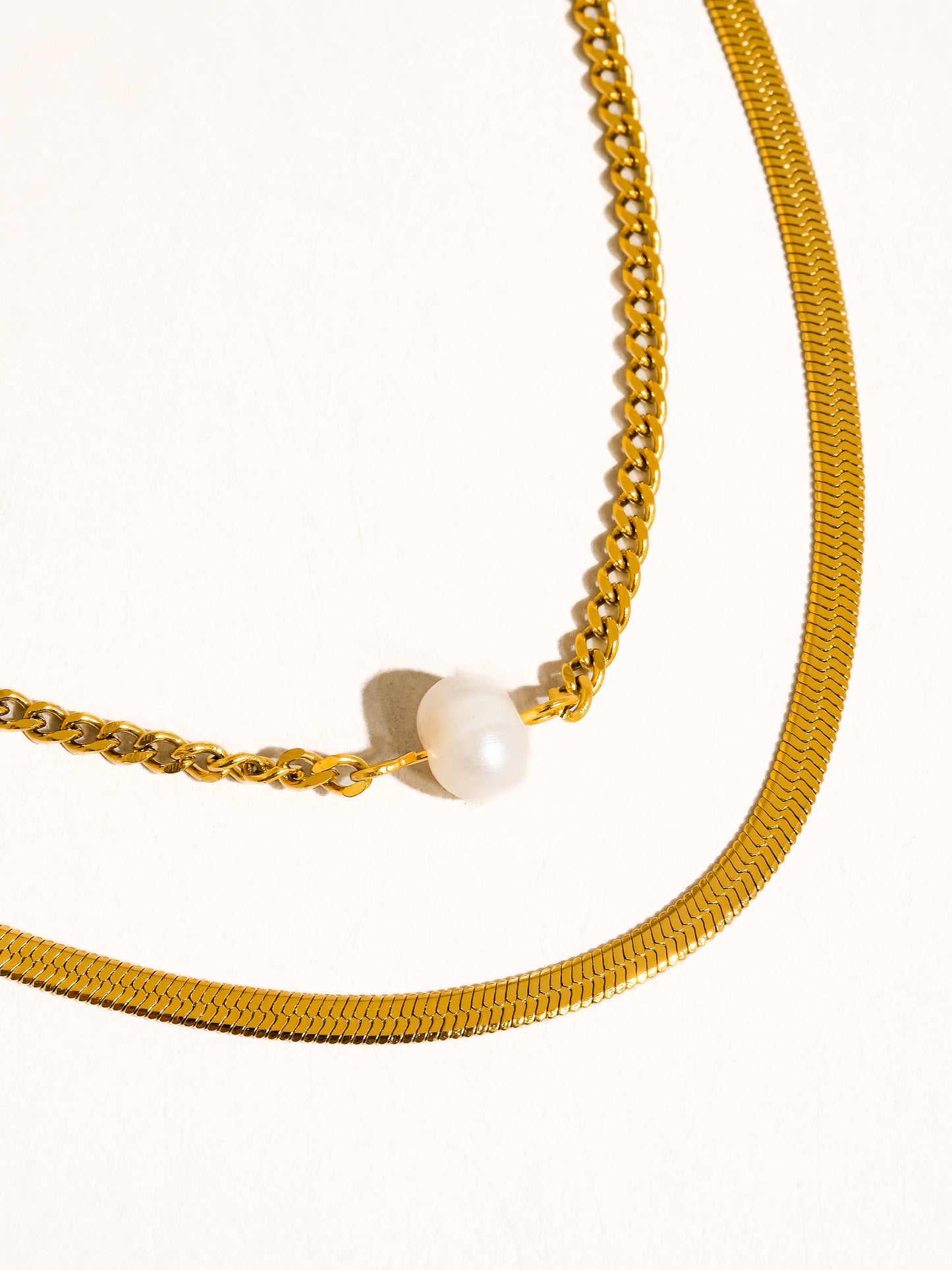 Owen 18K Gold Non-Tarnish layered Pearl Chain Necklace
