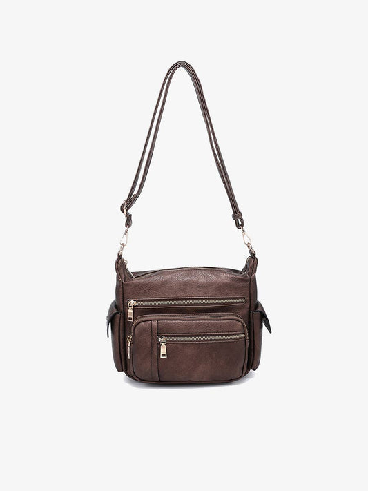 Nicole Multi-Zip Crossbody Bag w/ Side Pockets