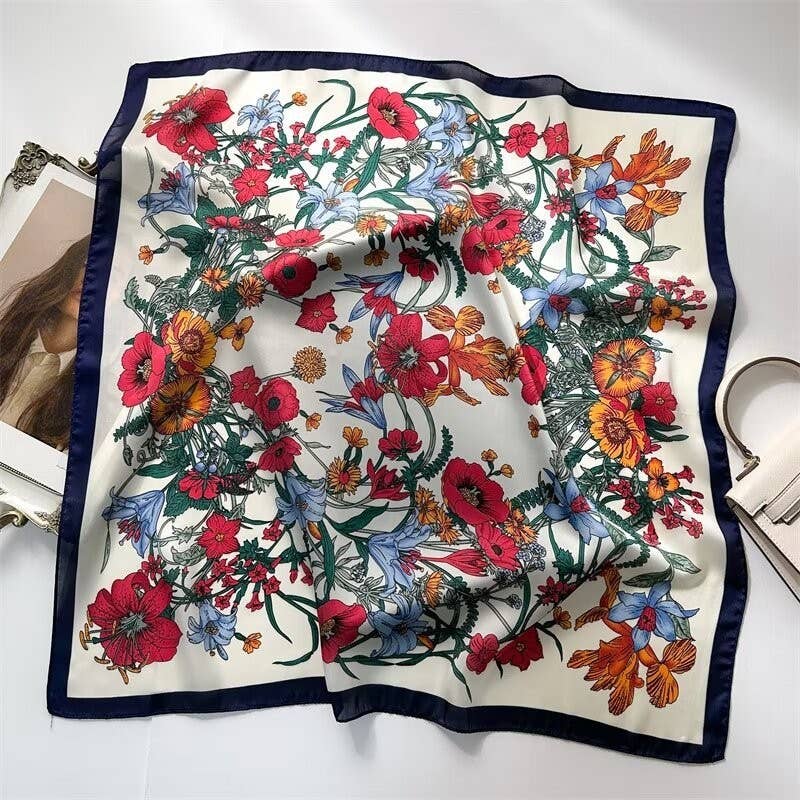 LARGE FLORAL PRINT BANDANA SCARF