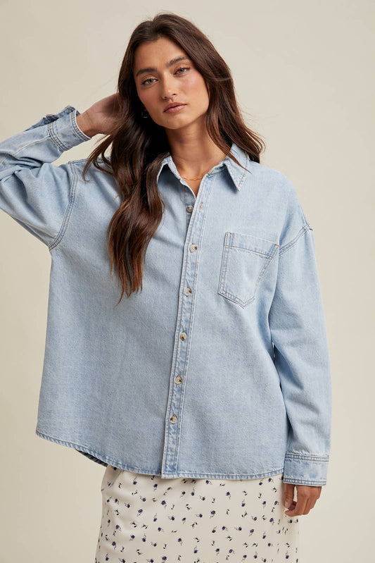 Washed Denim Button-Up