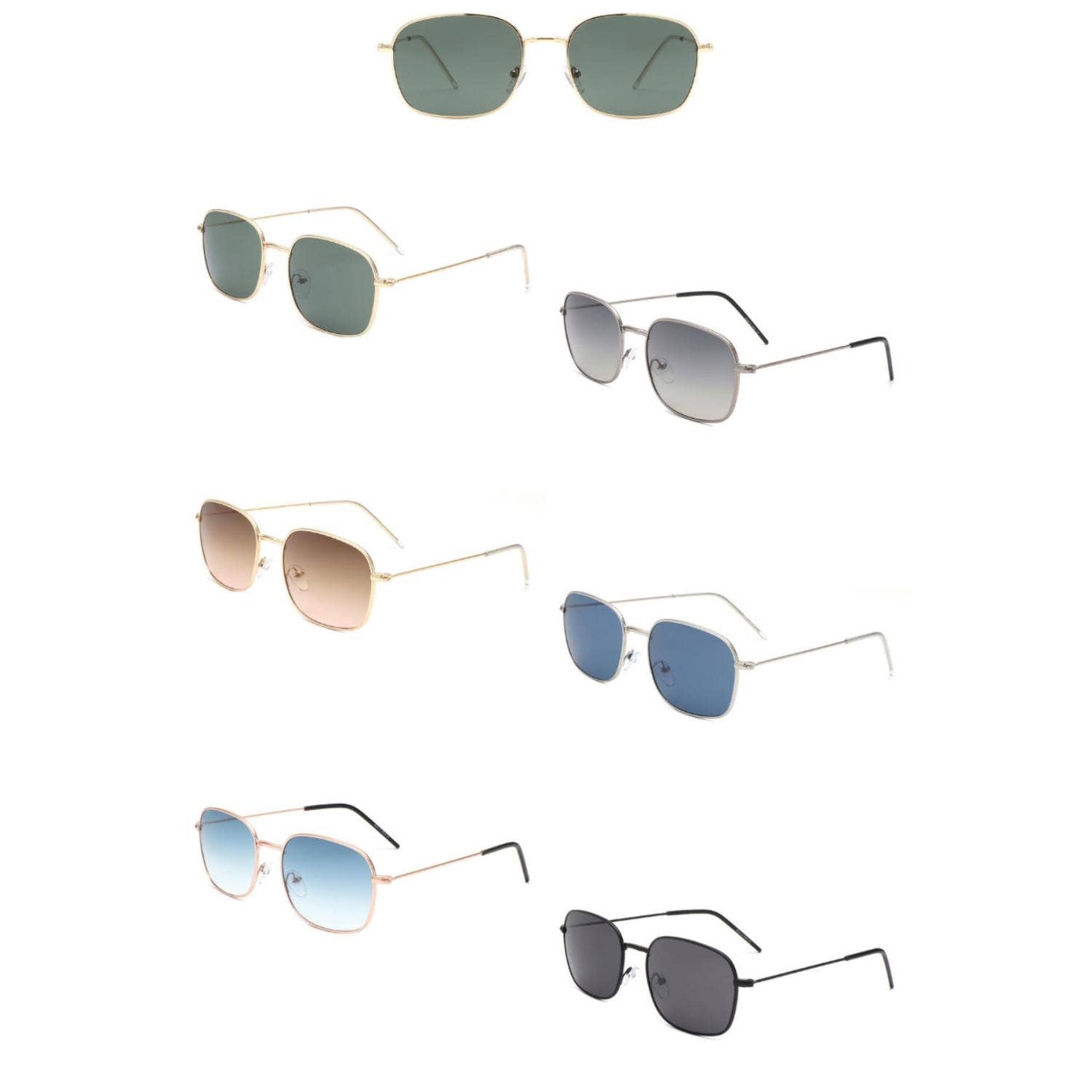 Retro Square Flat Top Tinted Fashion Sunglasses