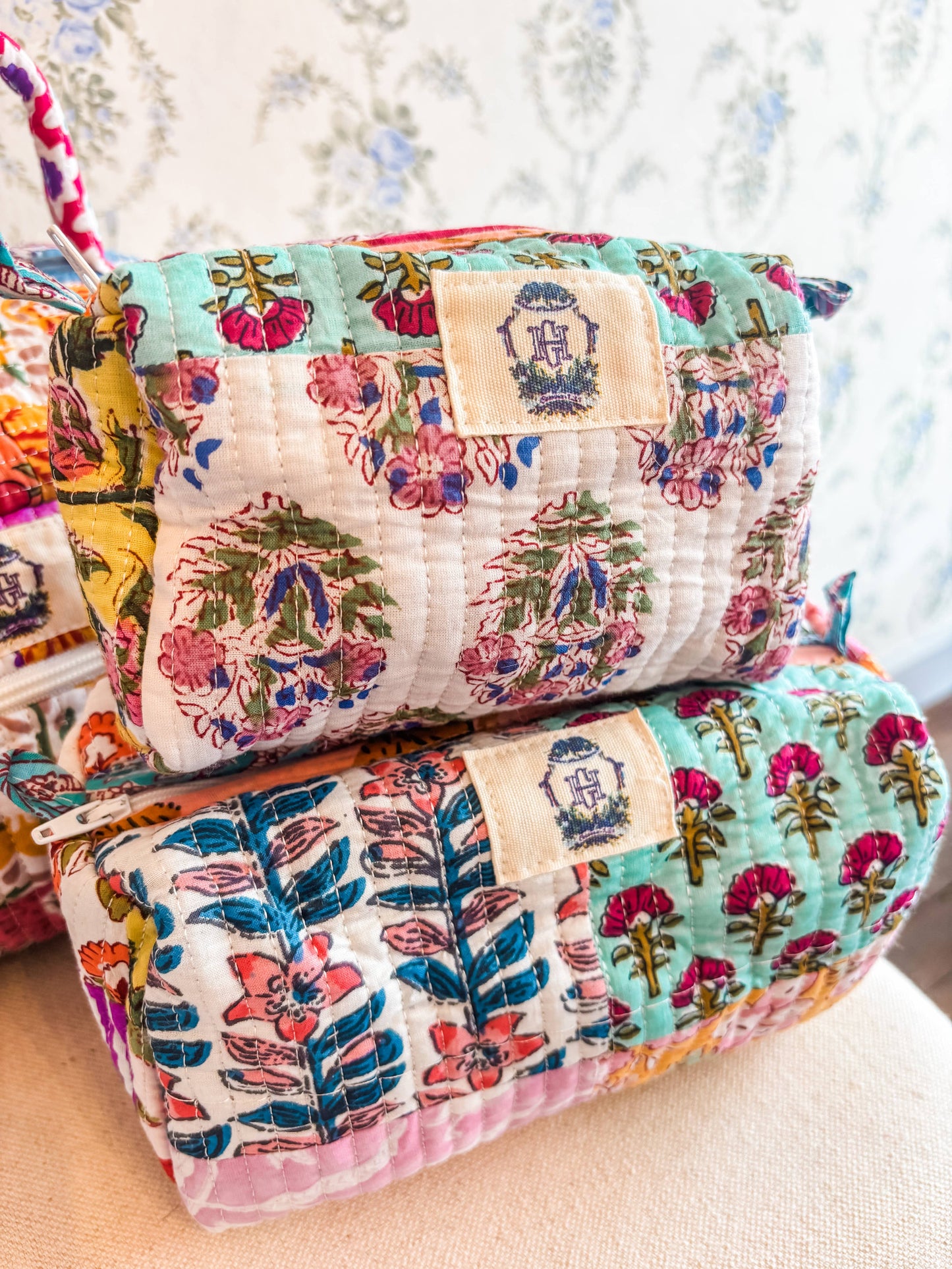 Wildflower Patch | Quilted Cosmetic Bags-set of 3