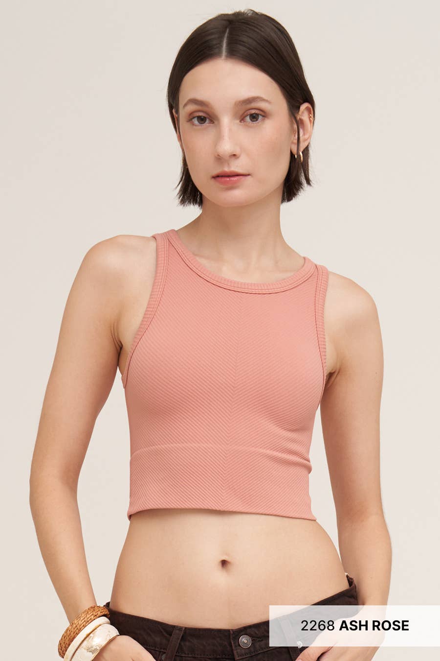 Chevron Highneck Crop Top