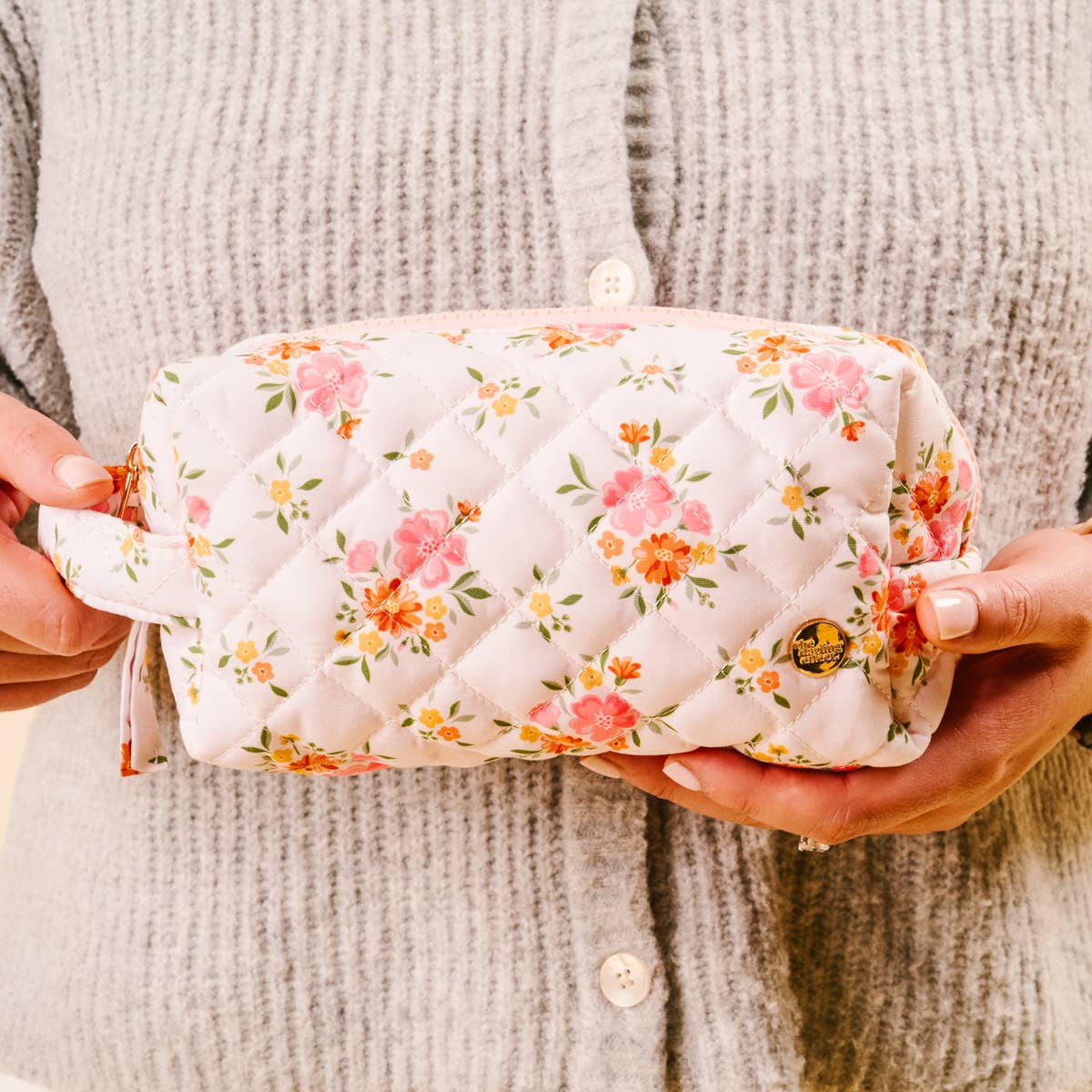 Essentials Quilted Cosmetic Pouch–Endless Daydream Cream