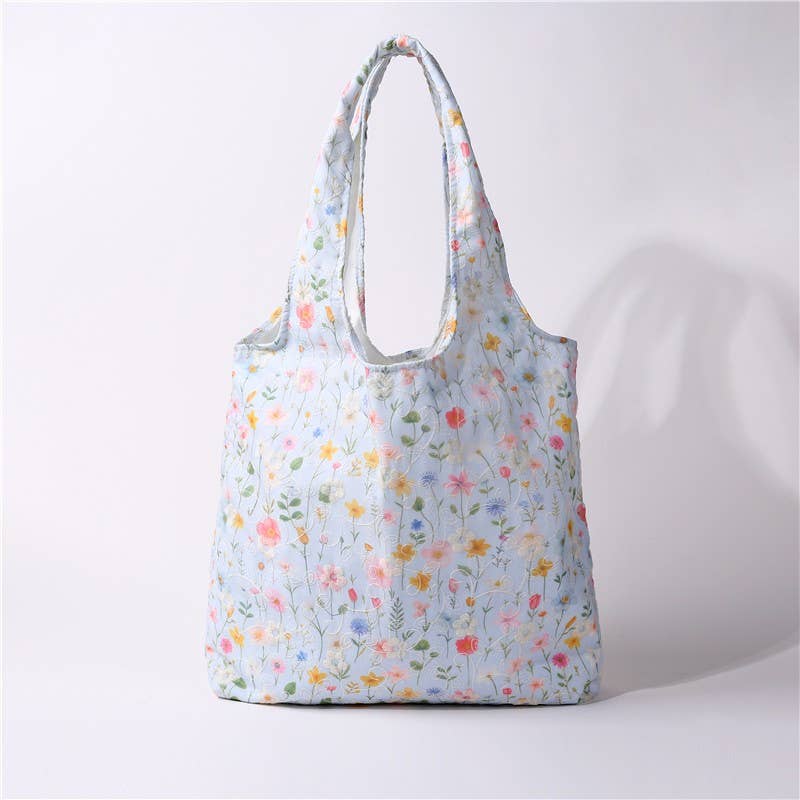 Large Organic Colorful Floral Shoulder Tote Bag
