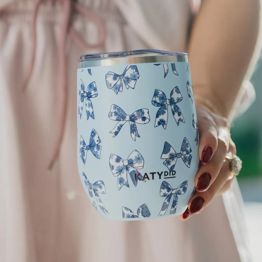 Blue Bows Wine Tumbler