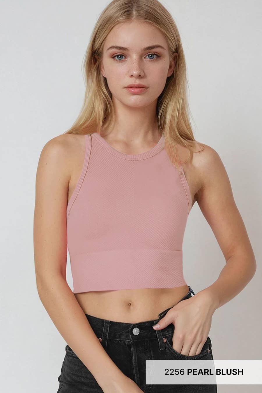 Chevron Highneck Crop Top
