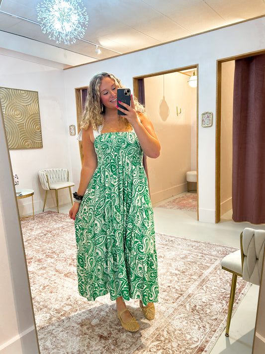 Verdant Paisley Maxi Dress