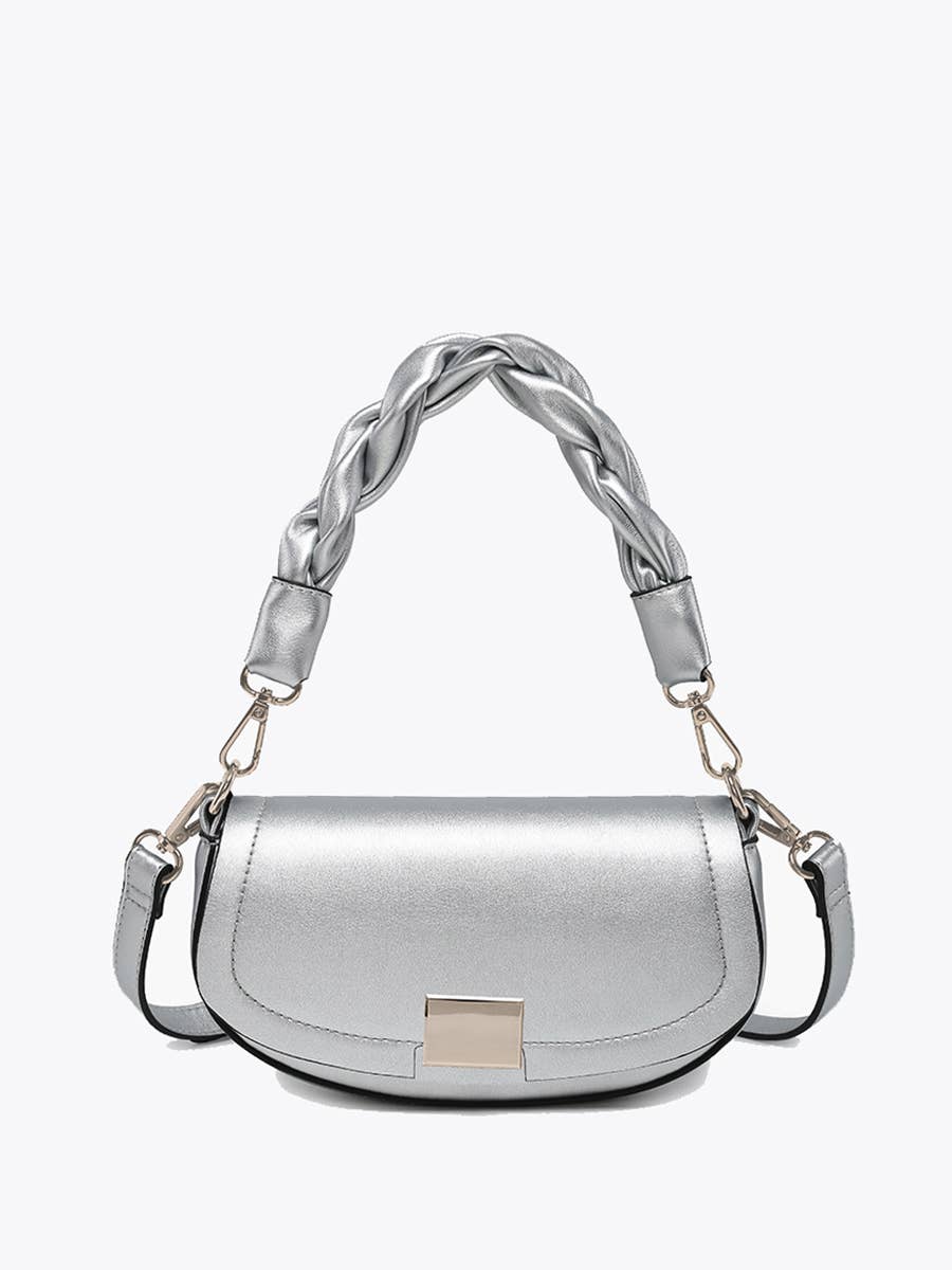 Nylah Flapover Crossbody w/ Woven Strap
