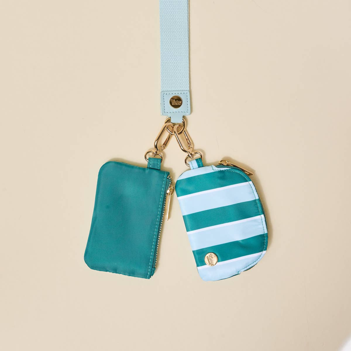 Dynamic Duo Pouch Wristlet–Sicily Stripes Teal