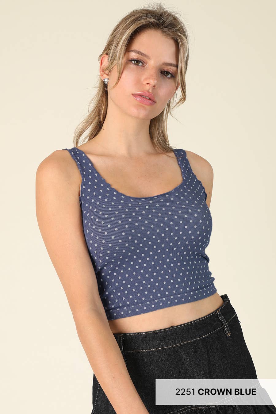 Polka Dot Edge Crop Top