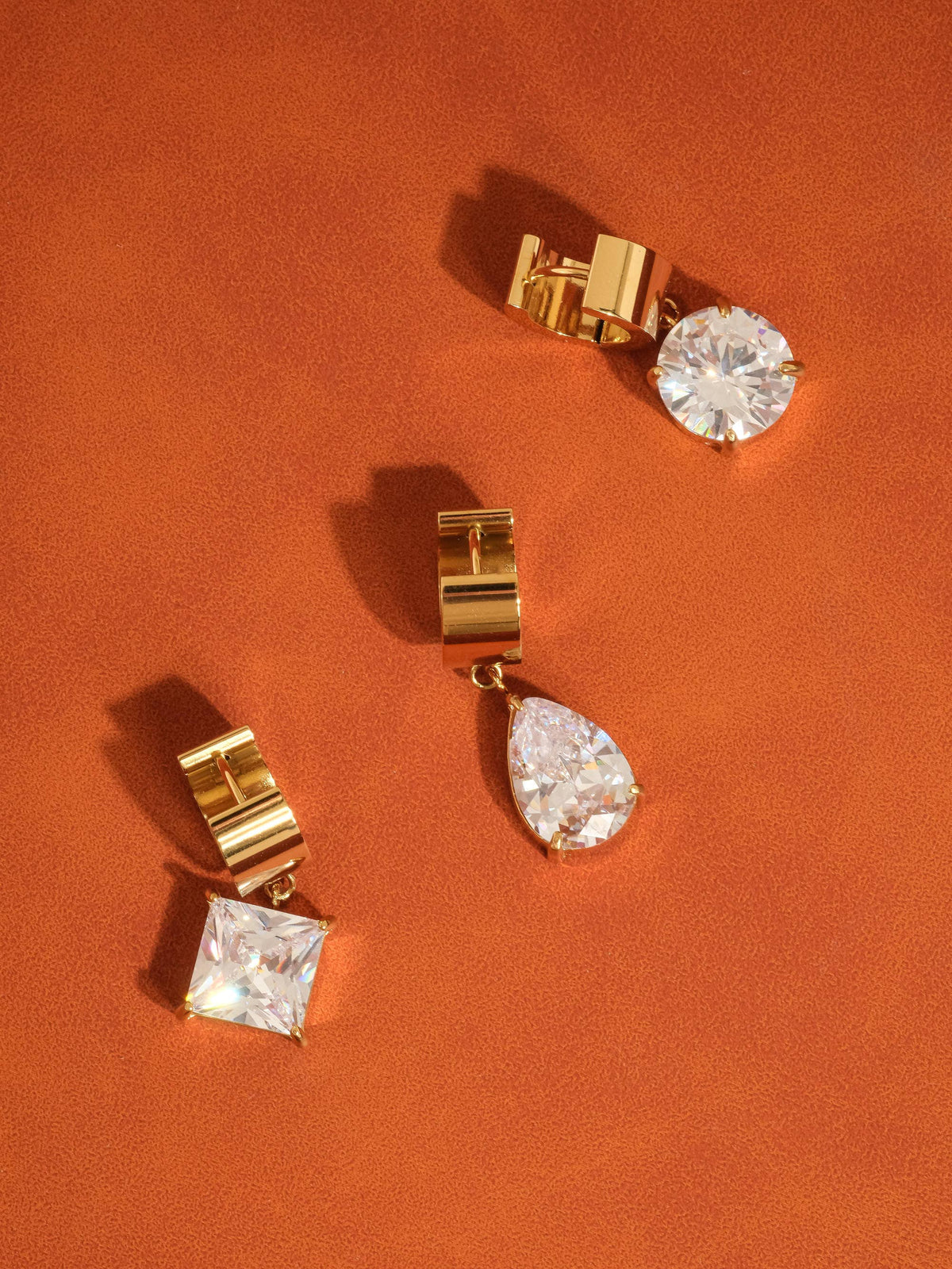 Glissade 18K Gold Non-Tarnish CZ Drop Huggie Earrings