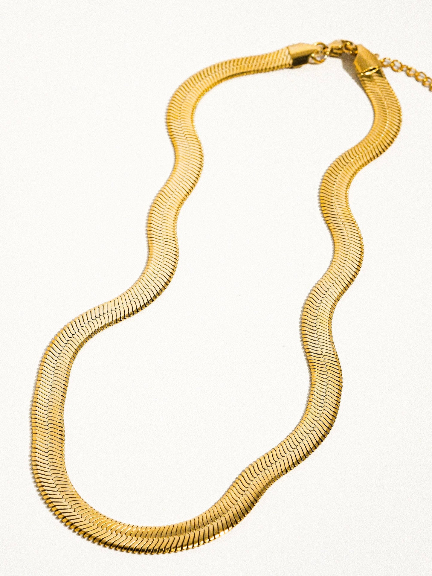 Juliana 18K Gold Non-Tarnish Flat Bold Snake Chain Necklace