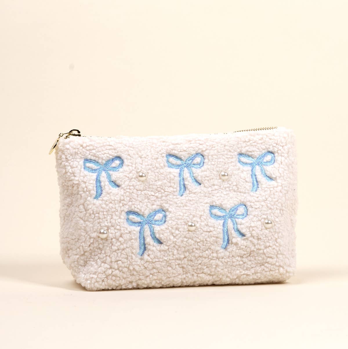 Teddy Pouch–Bows Blue