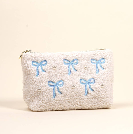 Teddy Pouch–Bows Blue