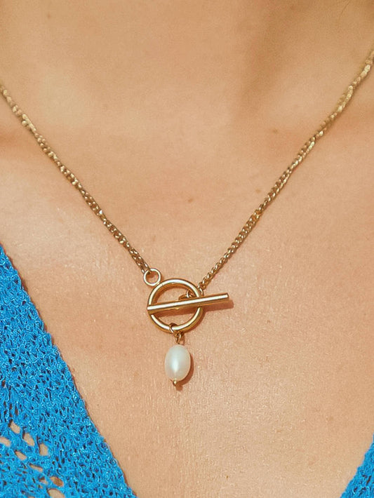 Jacky 18K Non-Tarnish Classic Pearl Chain Necklace