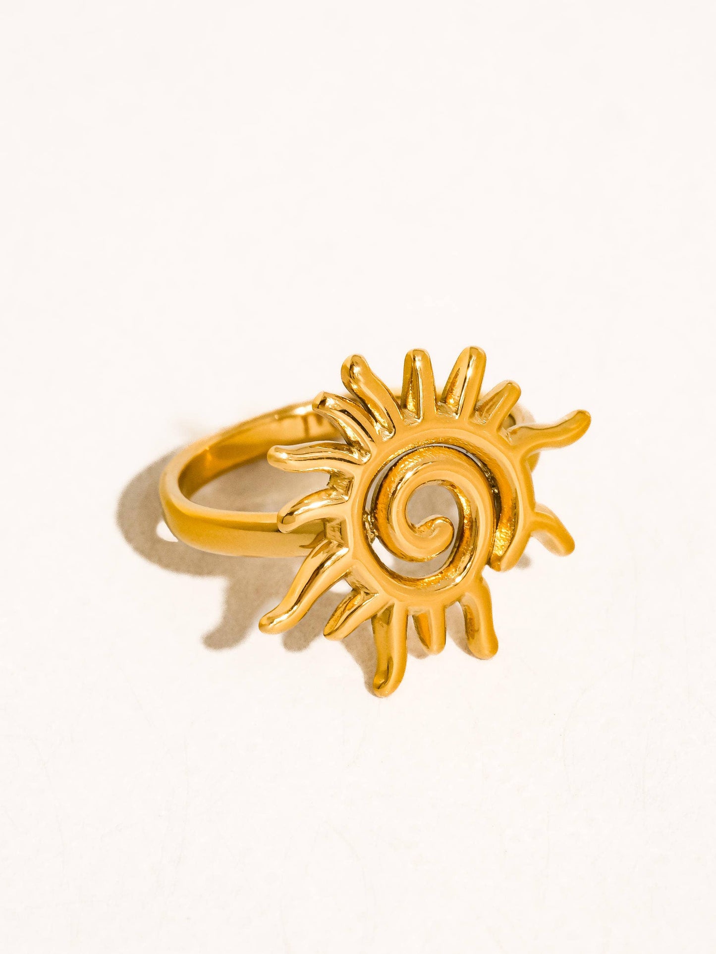 Starwyn 18K Gold Non-Tarnish Sun Spiral Statement Ring
