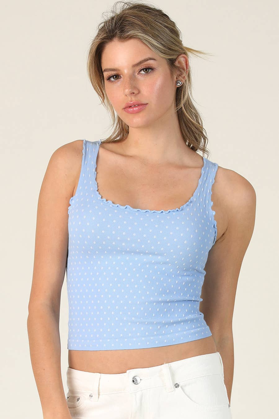 Polka Dot Edge Crop Top