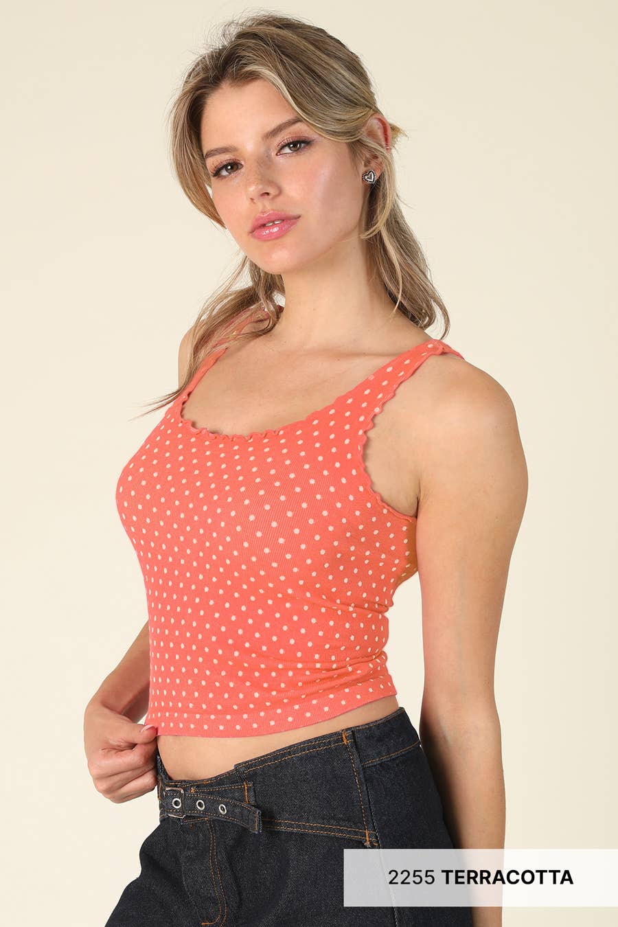 Polka Dot Edge Crop Top