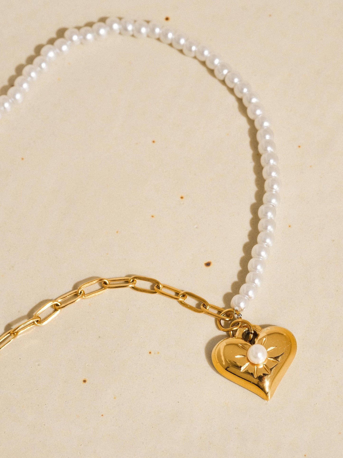Kai 18K Gold Non-Tarnish Pearl Chain Heart Necklace