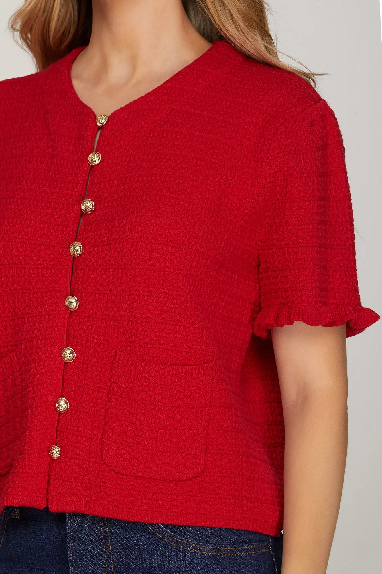 Ruffle Pocket Sweater