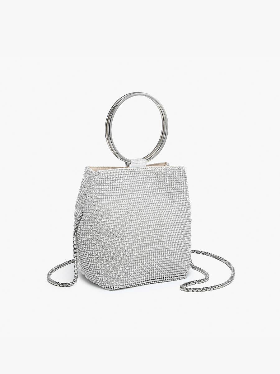 Luna Rhinestone Clutch – Circular Handle Bag