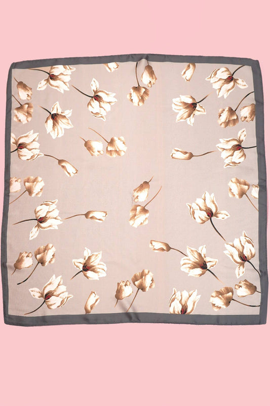 FLOWER PRINT SILKY BANDANA SCARF