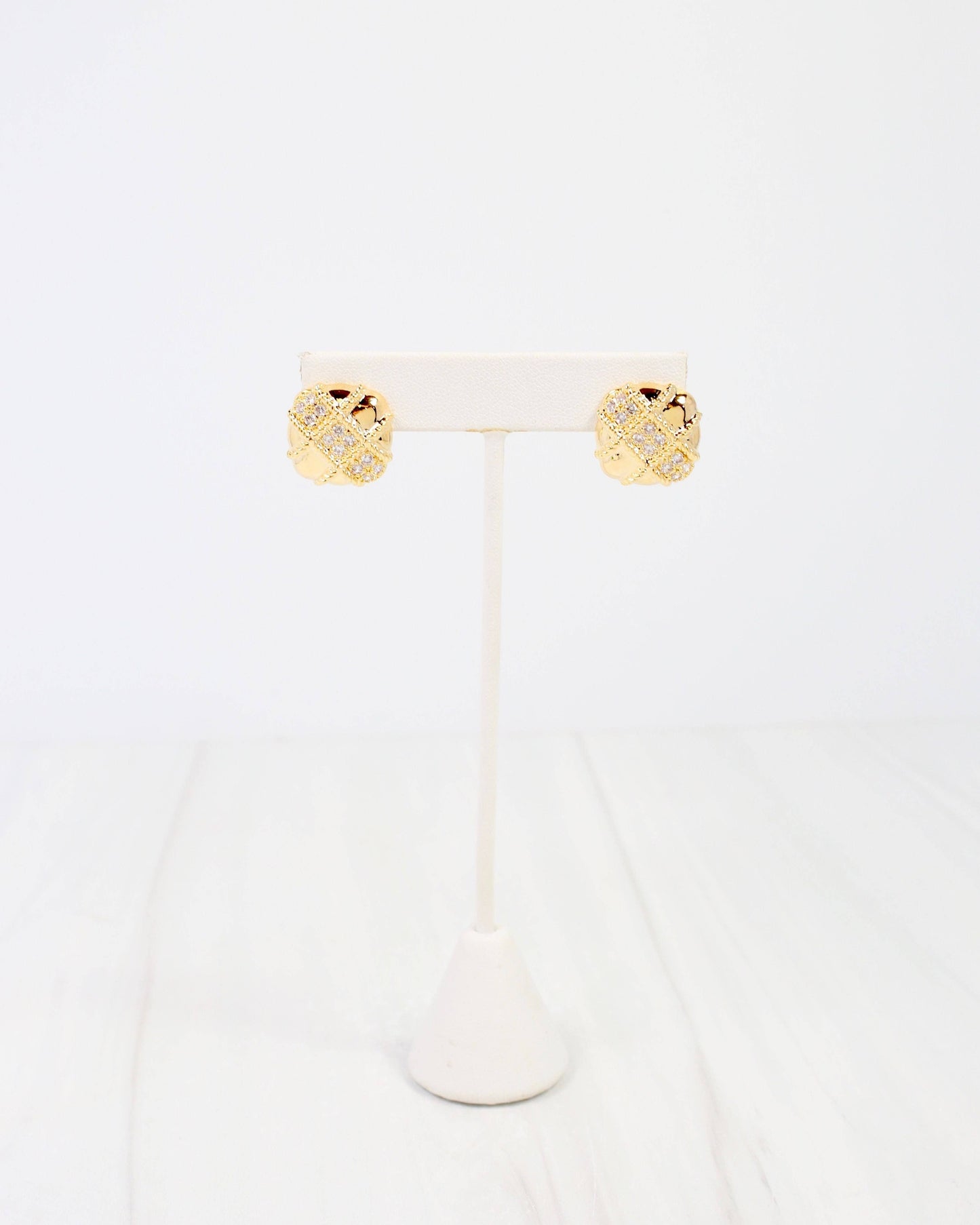 Abbeville CZ Embellished Stud Earring Gold