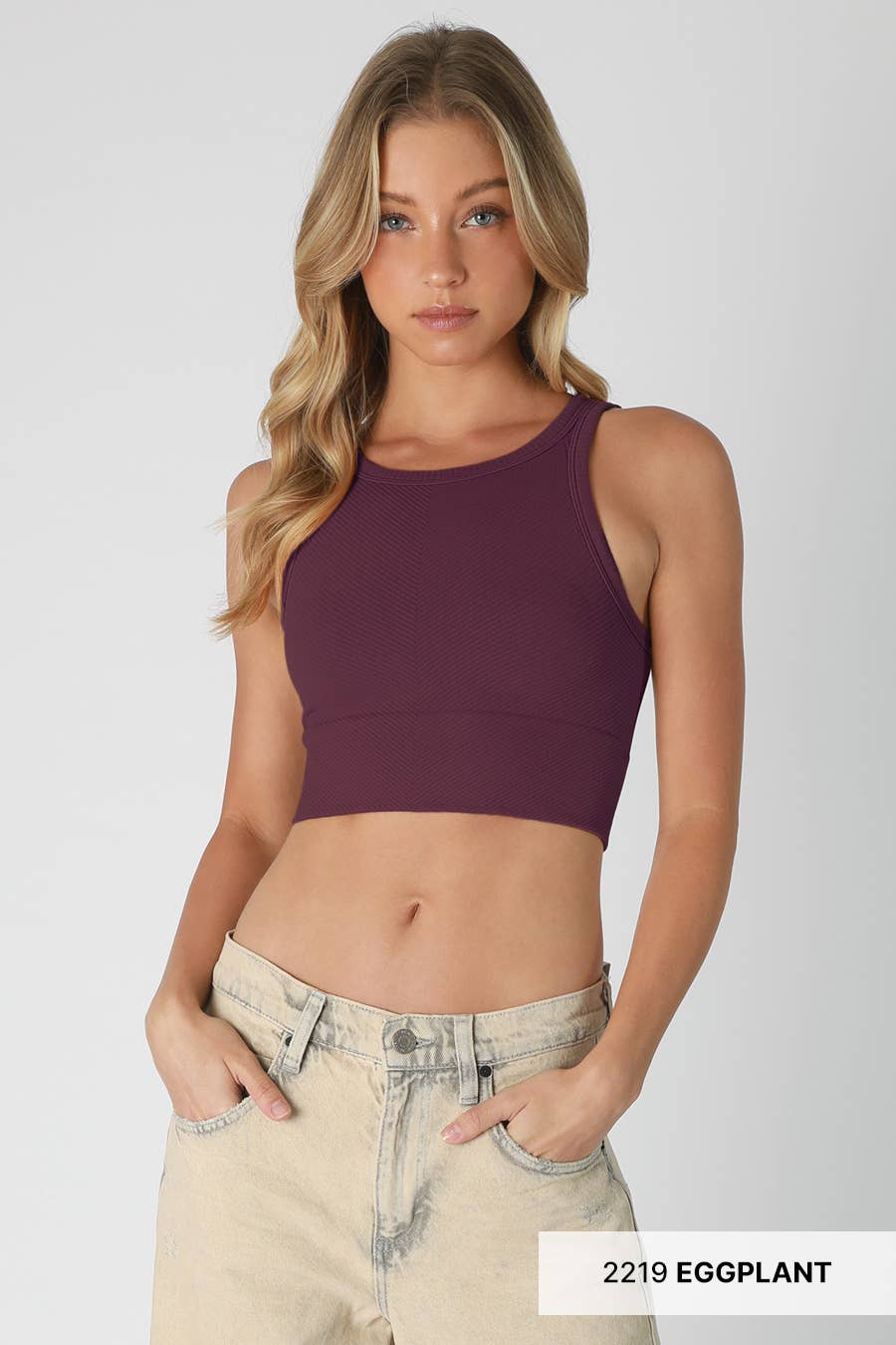 Chevron Highneck Crop Top
