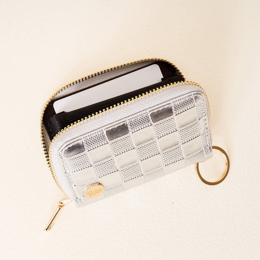 Zip Around Wallet-Metallic Silver