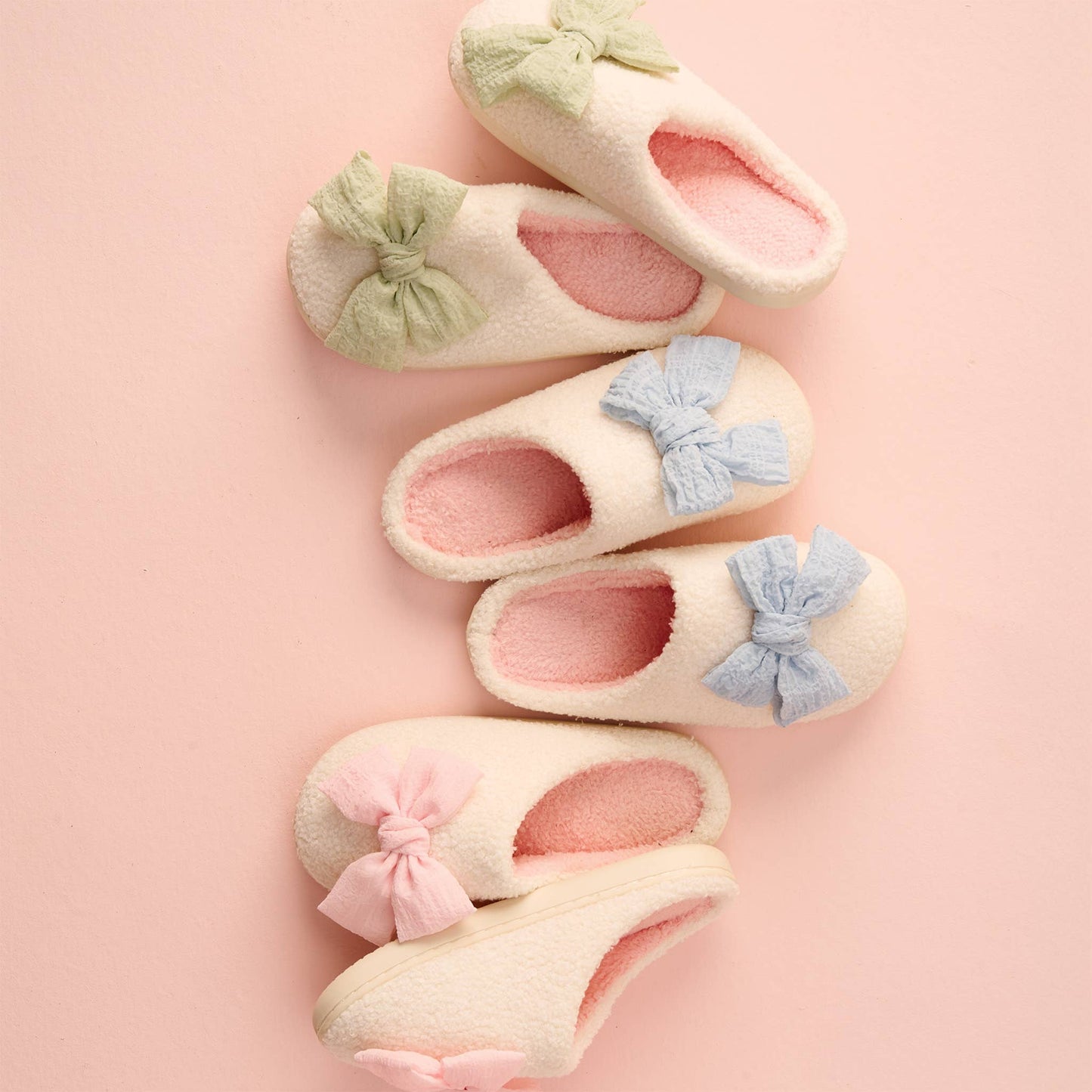 Fuzzy Slippers-Betty Bow Light Blue