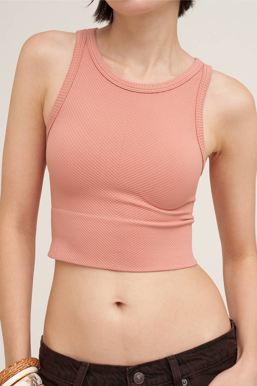 Chevron Highneck Crop Top