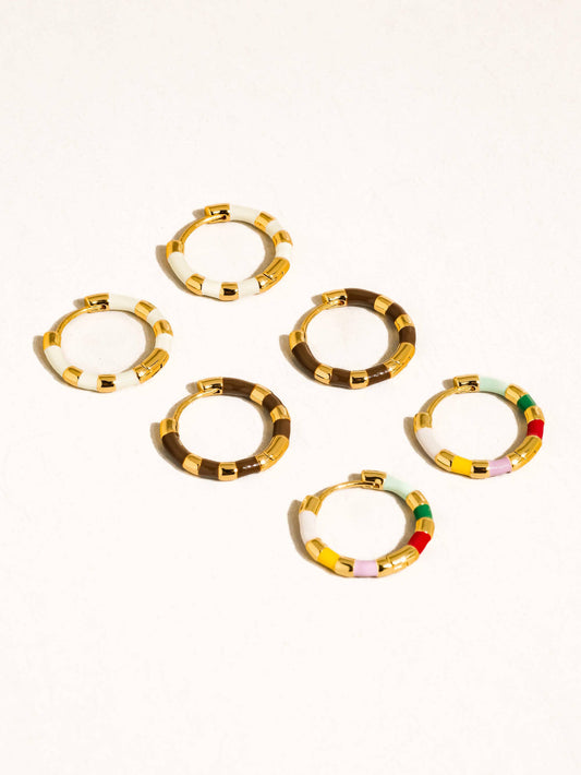 Avielle 18K Gold Vintage Enamel Hoop Earring