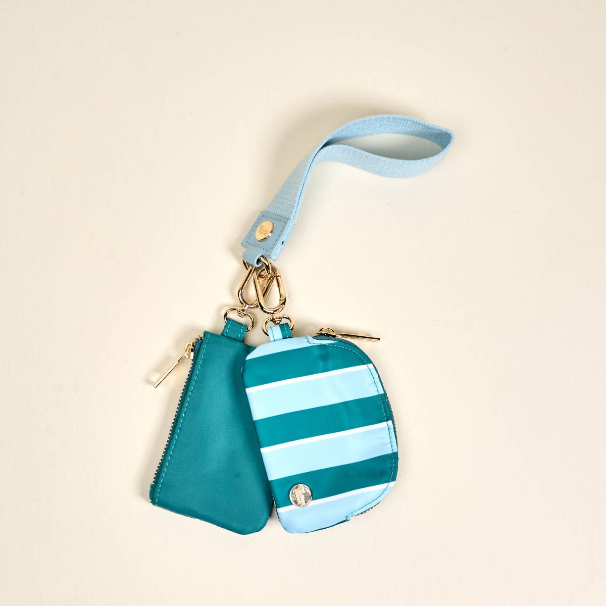 Dynamic Duo Pouch Wristlet–Sicily Stripes Teal