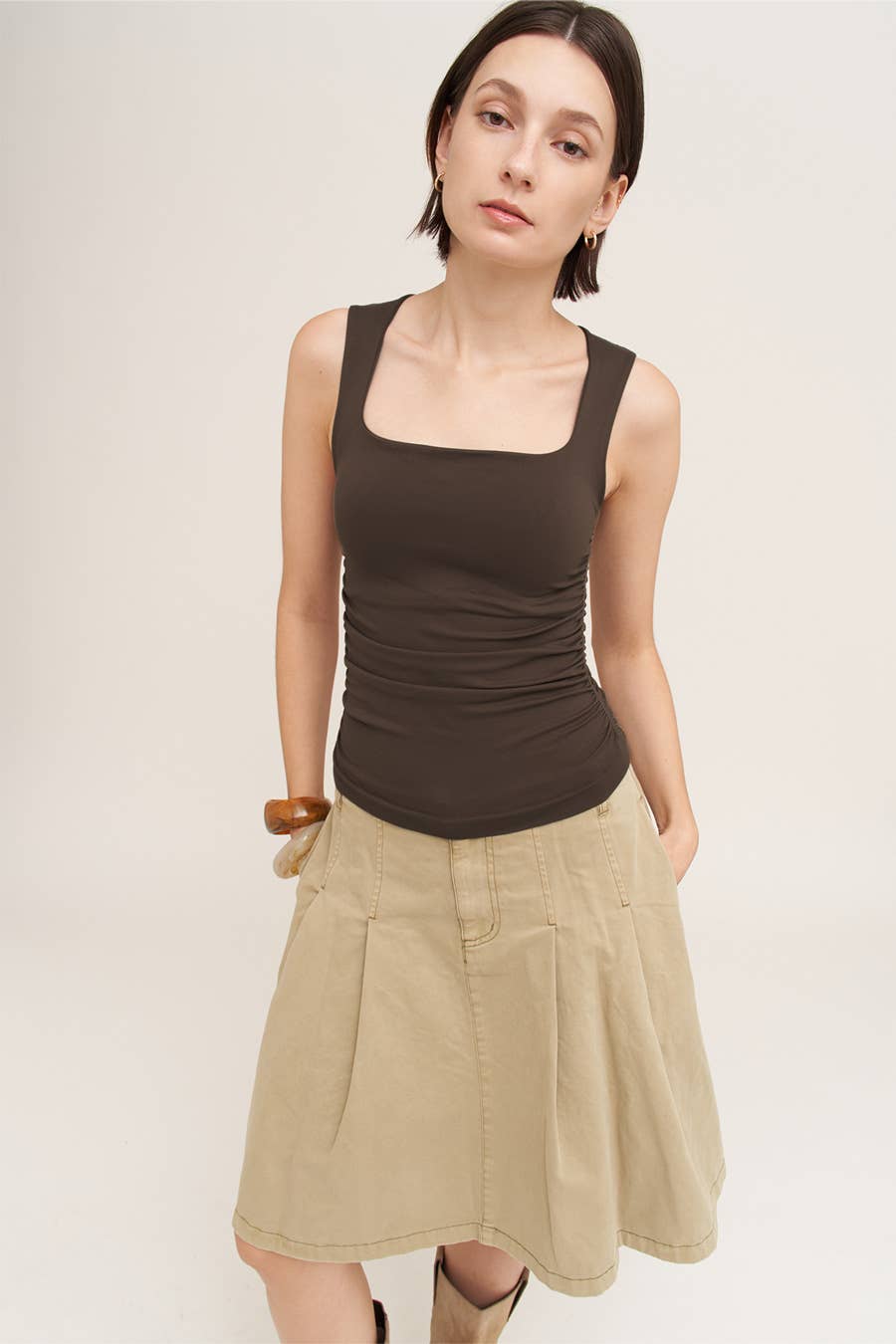 Clean Line Square Shirred Top