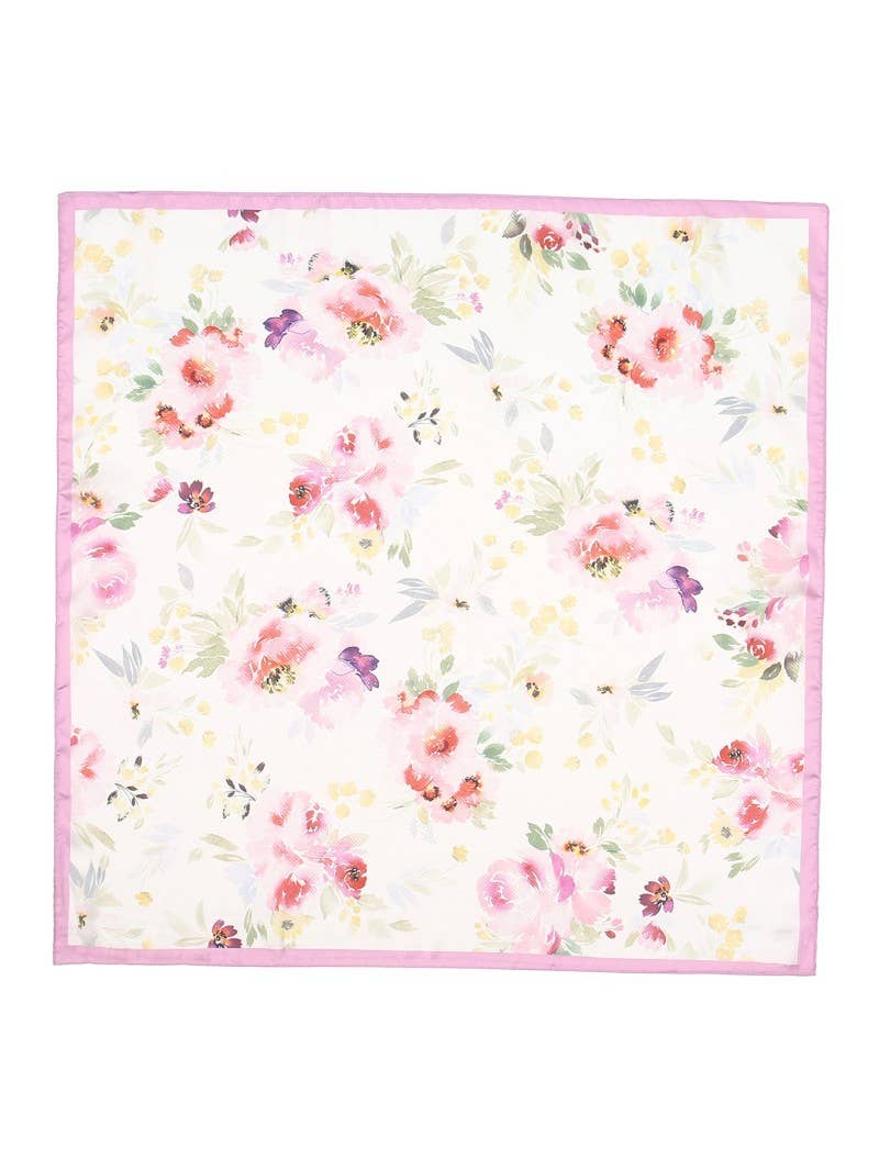 Floral Print Silk-Finish Bandana Scarf