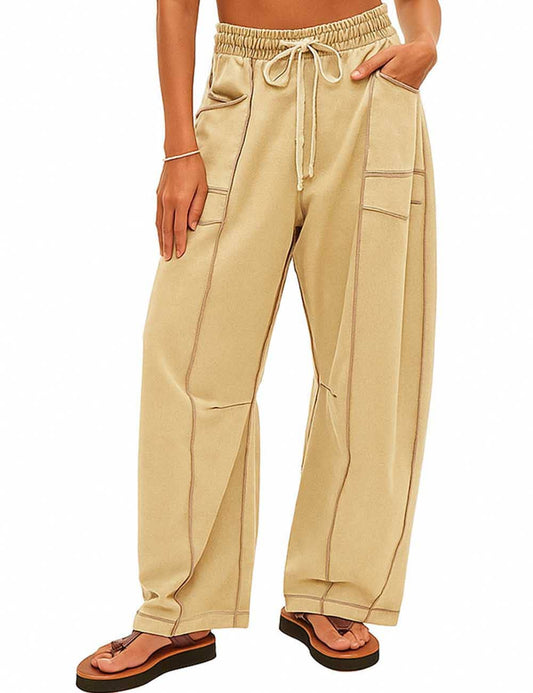Contrast Barrel Pants