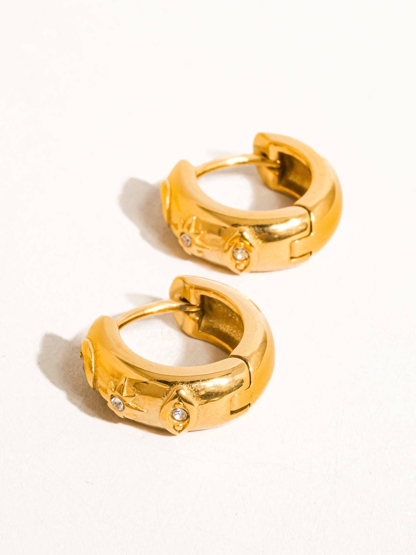Orazio 18K Gold Non-Tarnish CZ Star Hoop Earring