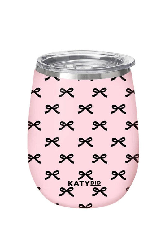 Black & Pink Mini Bows Wine Tumbler