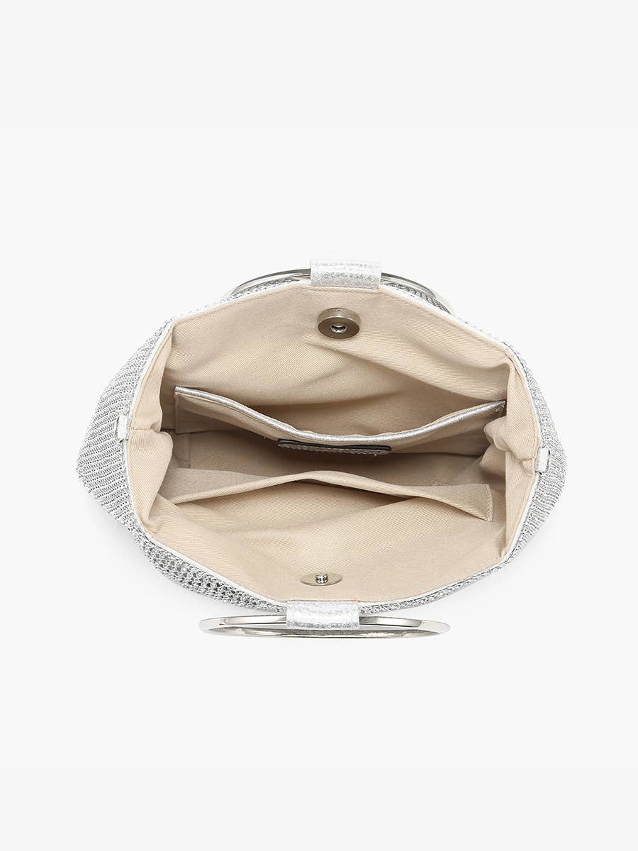 Luna Rhinestone Clutch – Circular Handle Bag