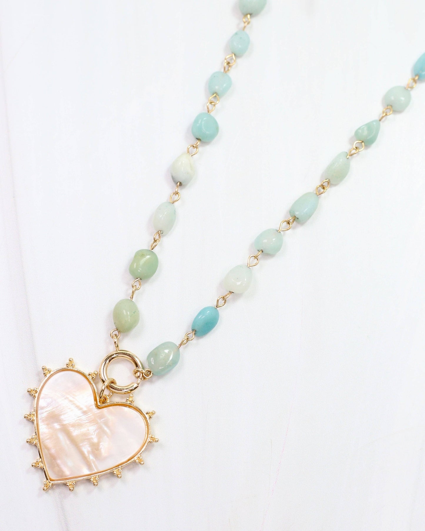 Lauderdale Stone and Heart Pendant Amazonite