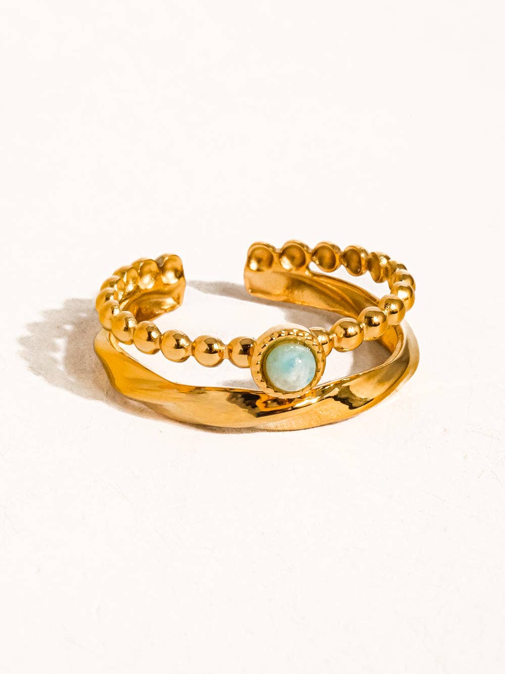 Lindy 18K Gold Non-Tarnish Layered Stone Ring