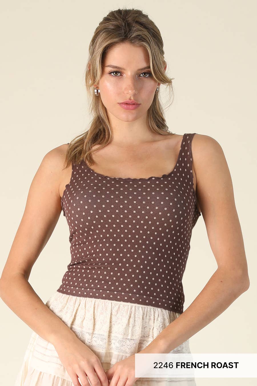 Polka Dot Edge Crop Top