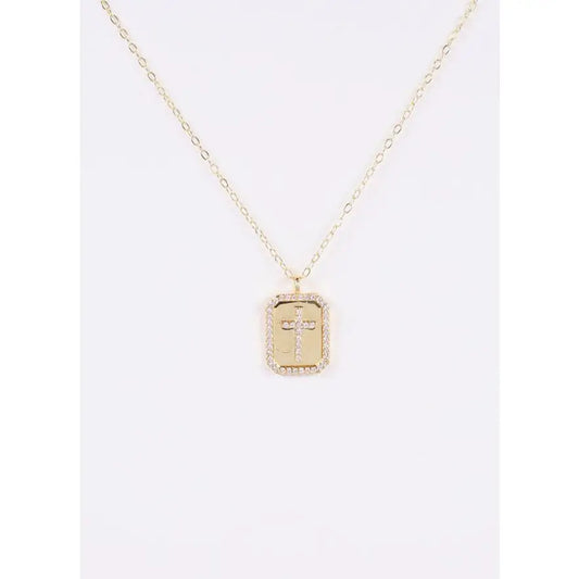 Captiva Cross Plate Necklace Gold