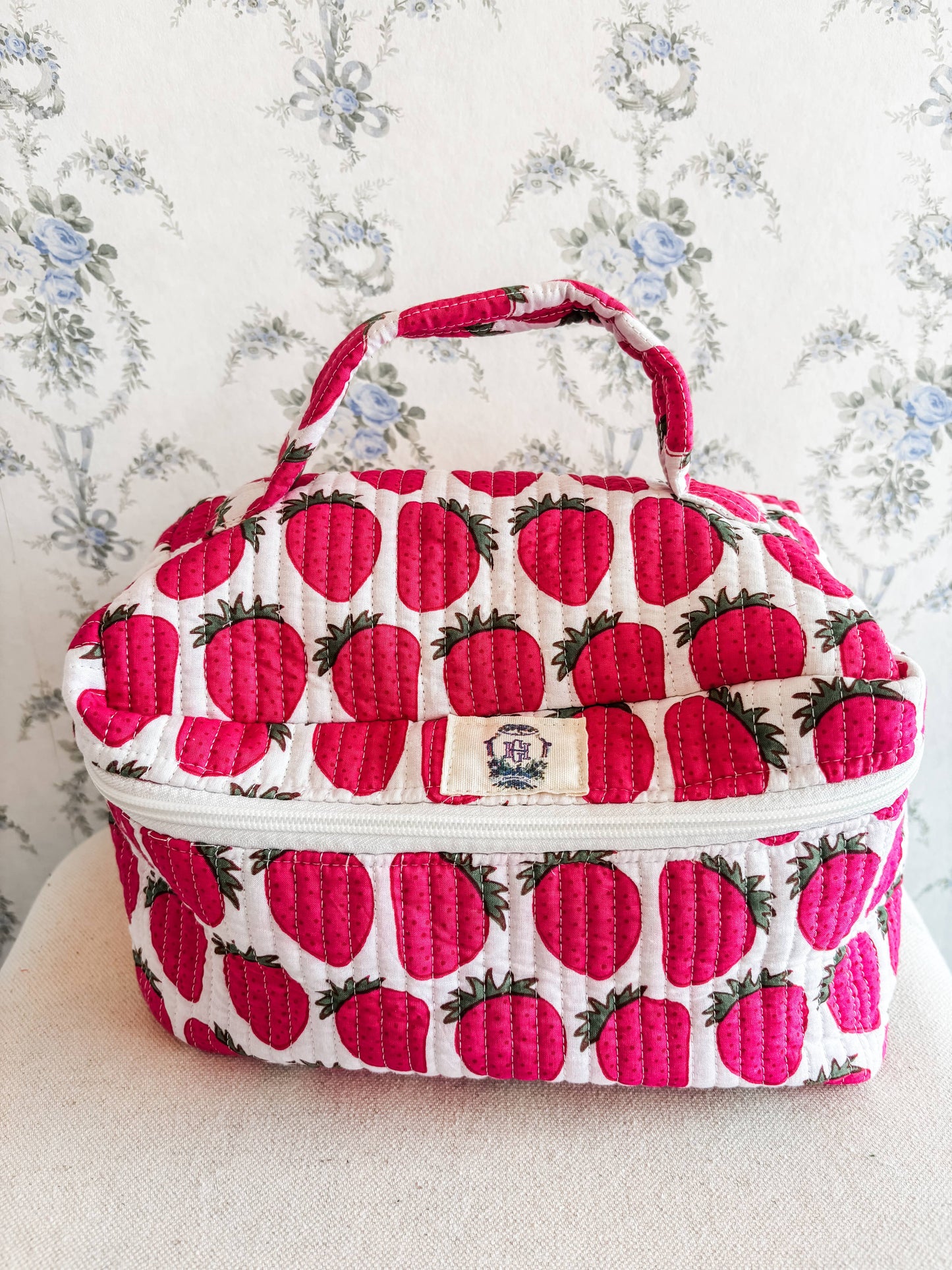 Sassy Strawberry Quilted Cosmetic Bags-set of 3