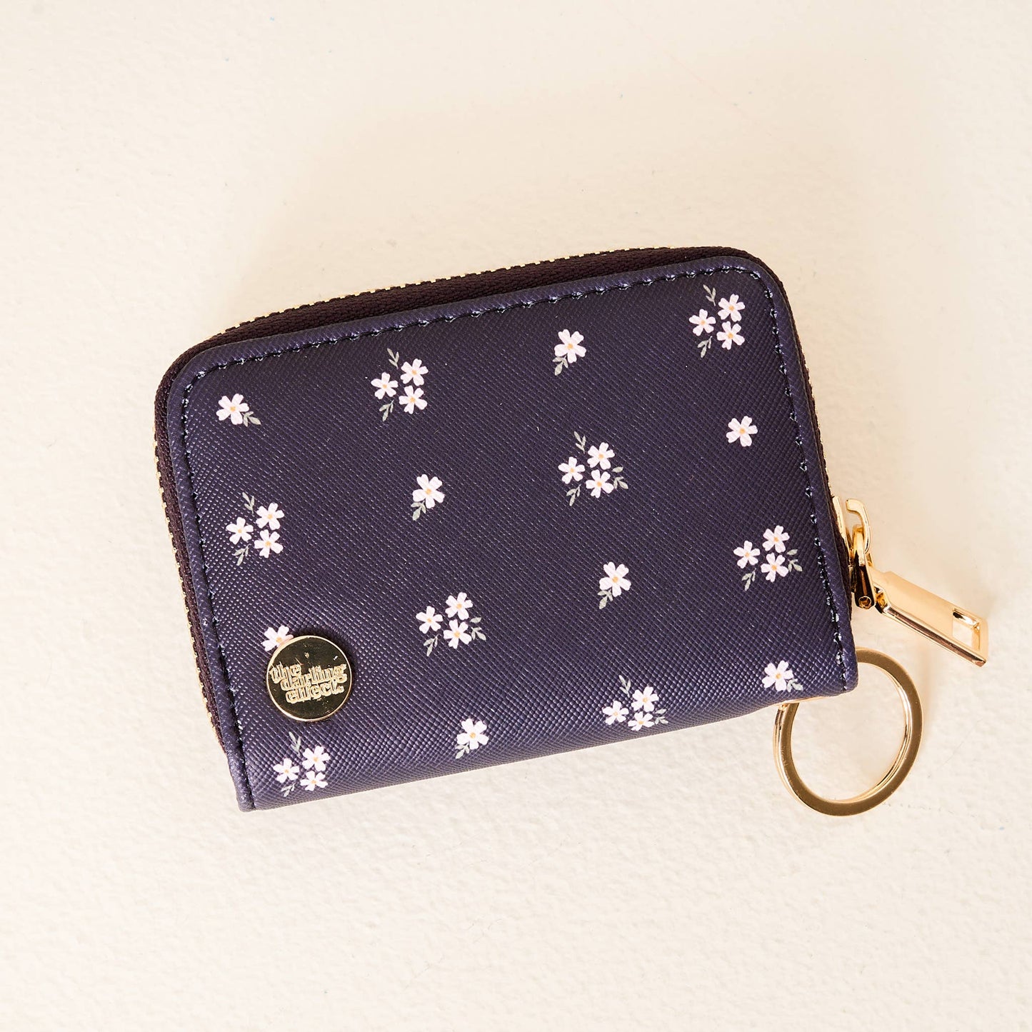 Zip Around Wallet-Pretty Posies Navy