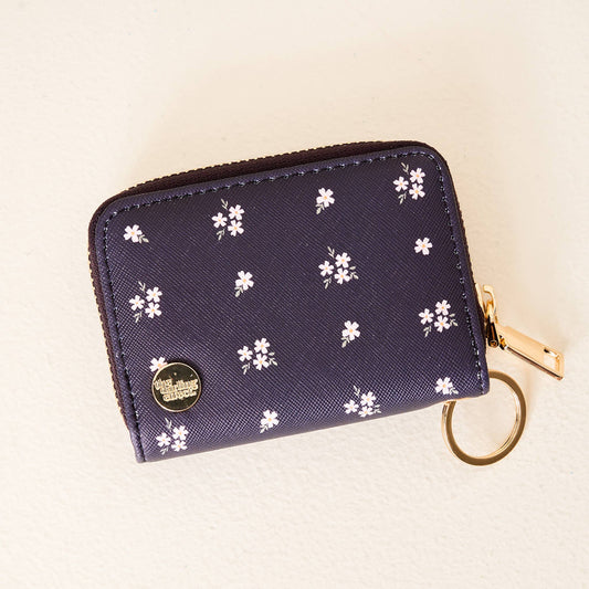 Zip Around Wallet-Pretty Posies Navy