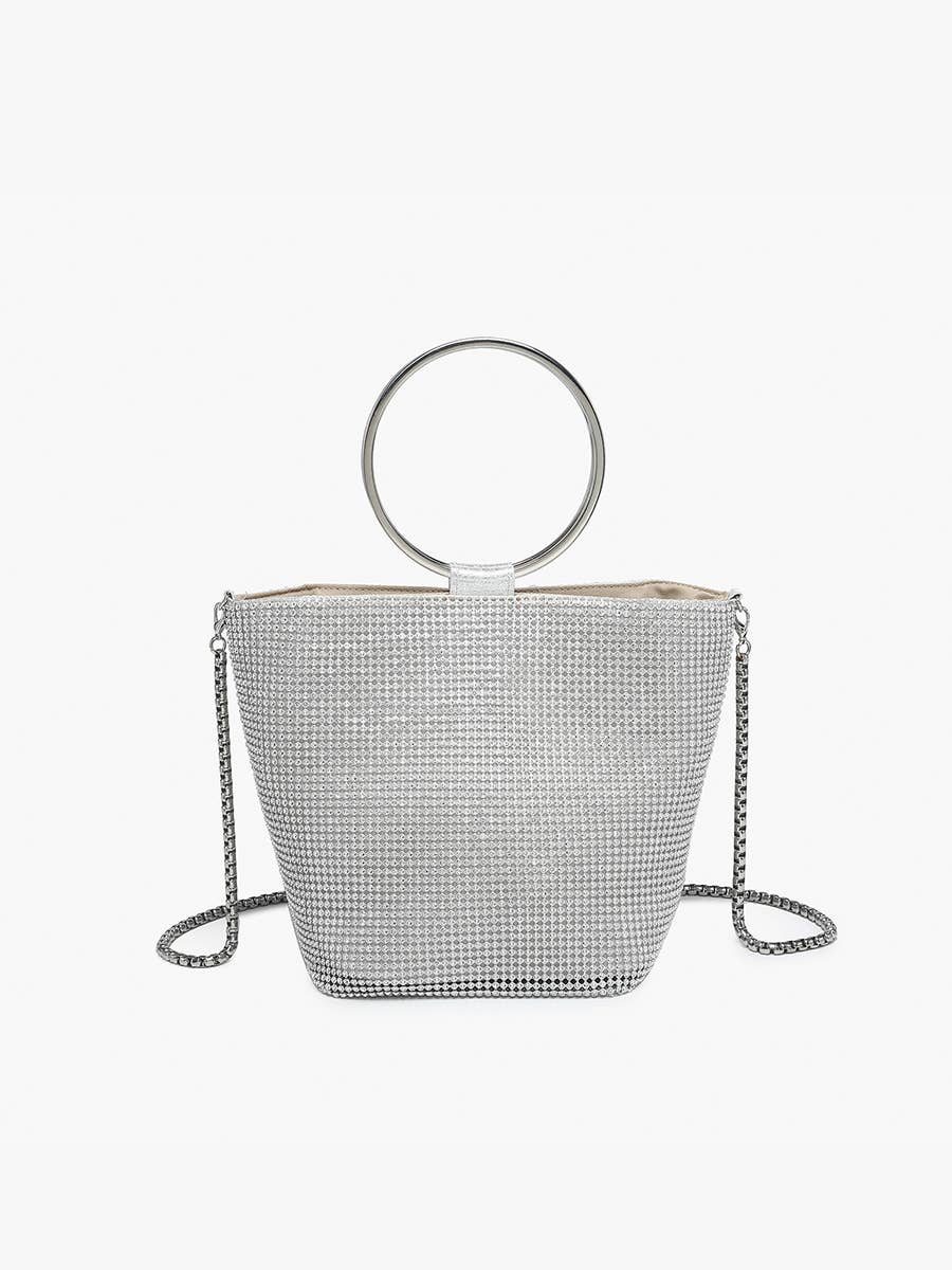 Luna Rhinestone Clutch – Circular Handle Bag