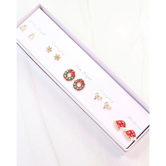 Holiday Cheer Earring Set Red